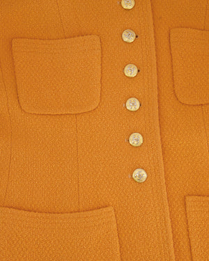 Chanel Orange Vintage Jacket and Skirt Set with Gold CC Buttons Size FR 42 (UK 14)