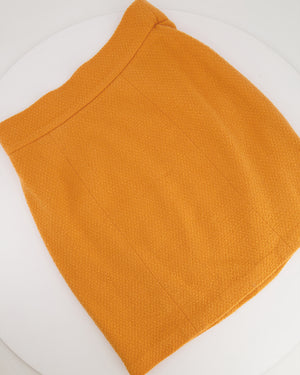 Chanel Orange Vintage Jacket and Skirt Set with Gold CC Buttons Size FR 42 (UK 14)