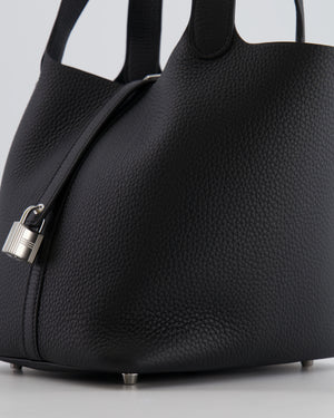 Hermes Picotin Lock 22cm in Black Clemence Leather with Palladium Hardware