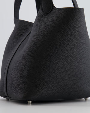 Hermes Picotin Lock 22cm in Black Clemence Leather with Palladium Hardware