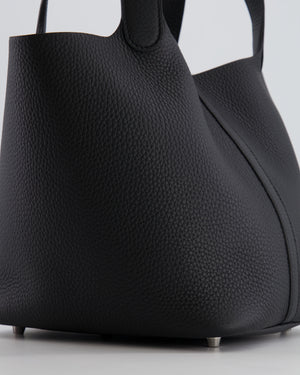 Hermes Picotin Lock 22cm in Black Clemence Leather with Palladium Hardware