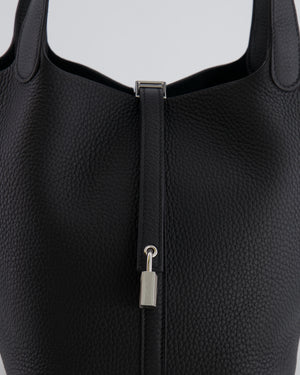 Hermes Picotin Lock 22cm in Black Clemence Leather with Palladium Hardware