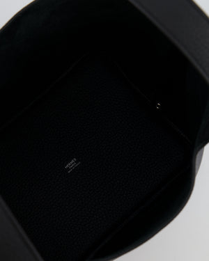Hermes Picotin Lock 22cm in Black Clemence Leather with Palladium Hardware
