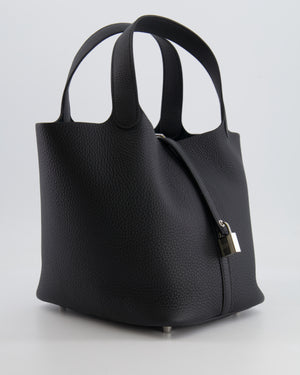 Hermes Picotin Lock 22cm in Black Clemence Leather with Palladium Hardware
