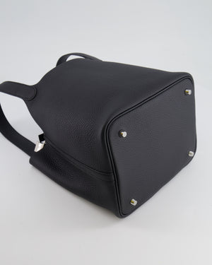Hermes Picotin Lock 22cm in Black Clemence Leather with Palladium Hardware