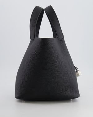 Hermes Picotin Lock 22cm in Black Clemence Leather with Palladium Hardware