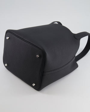 Hermes Picotin Lock 22cm in Black Clemence Leather with Palladium Hardware