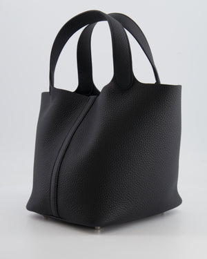 Hermes Picotin Lock 22cm in Black Clemence Leather with Palladium Hardware