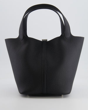 Hermes Picotin Lock 22cm in Black Clemence Leather with Palladium Hardware