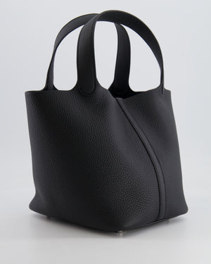 Hermes Picotin Lock 22cm in Black Clemence Leather with Palladium Hardware