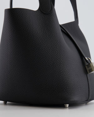 Hermes Picotin Lock 22cm in Black Clemence Leather with Palladium Hardware