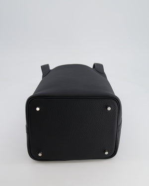 Hermes Picotin Lock 22cm in Black Clemence Leather with Palladium Hardware
