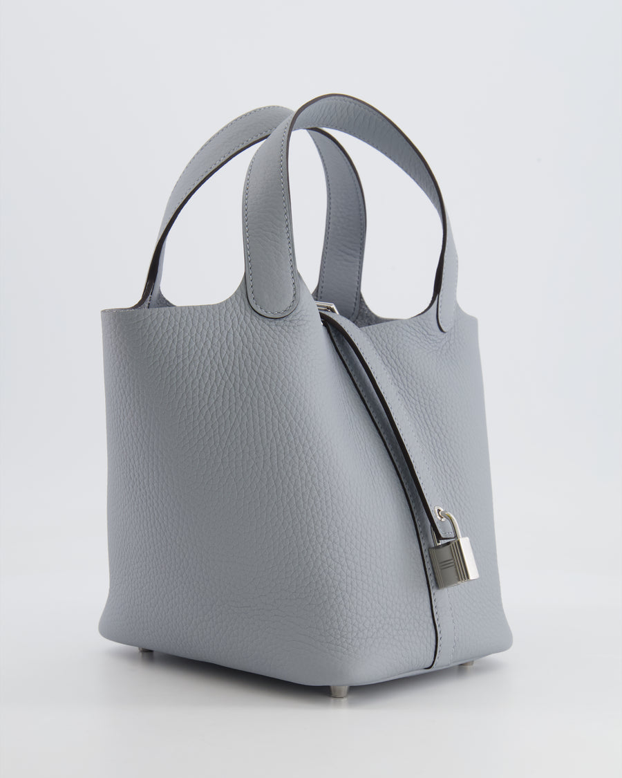 Hermès Picotin Lock Bag 18 in Gris Pantin Clemence Leather with Palladium Hardware