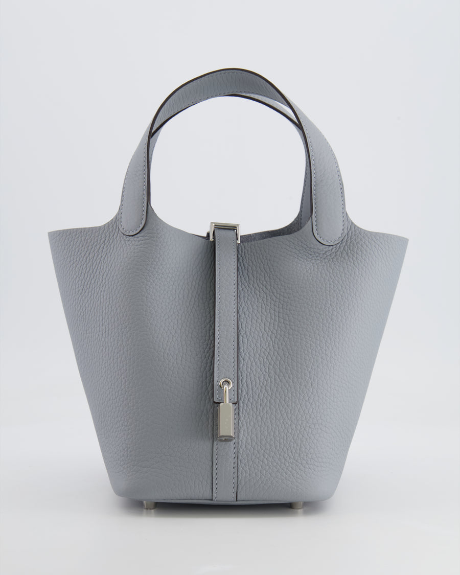 Hermès Picotin Lock Bag 18 in Gris Pantin Clemence Leather with Palladium Hardware
