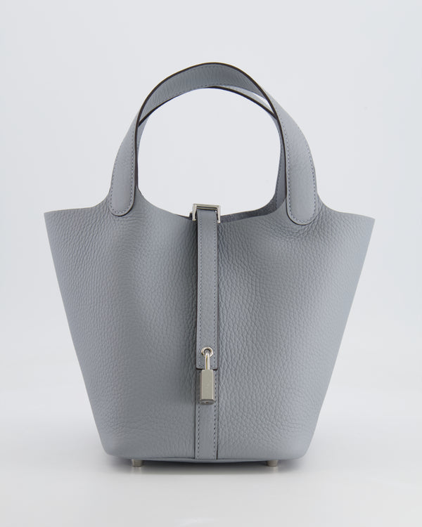 Hermès Picotin Lock Bag 18 in Gris Pantin Clemence Leather with Palladium Hardware