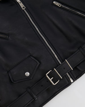 Prada Black Lambskin Leather Jacket with Logo Size IT 36 (UK 4) RRP £4,200