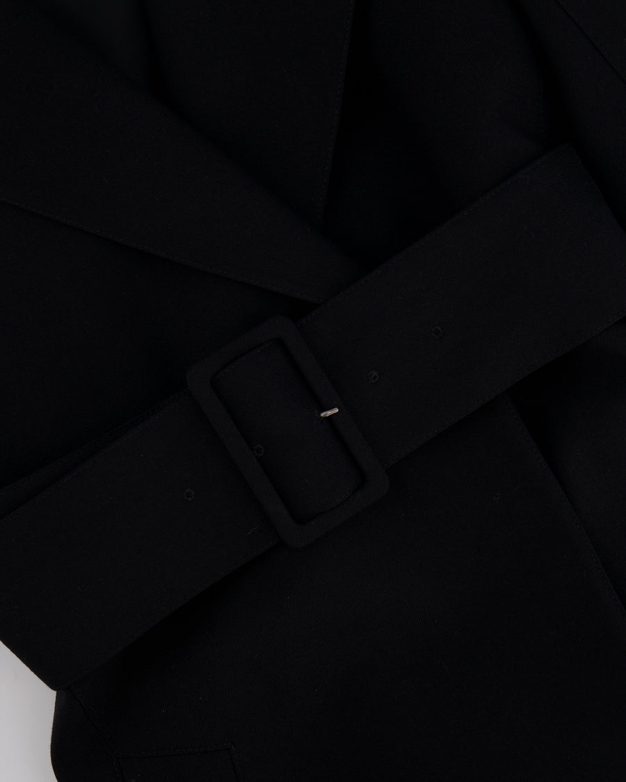 Alaïa Black Belted Double Breasted Coat with Hood Detail Size FR 34 (UK 6) RRP £3,500