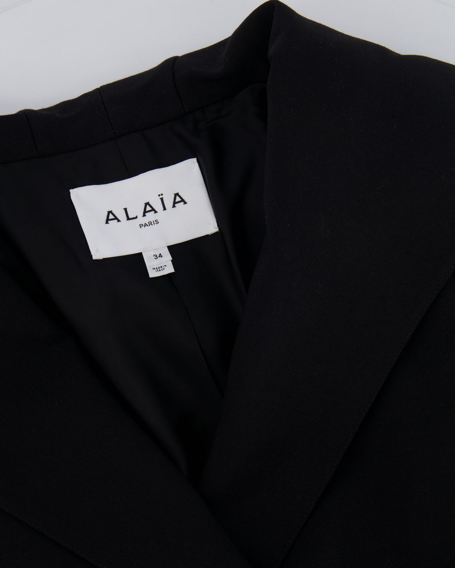 Alaïa Black Belted Double Breasted Coat with Hood Detail Size FR 34 (UK 6) RRP £3,500