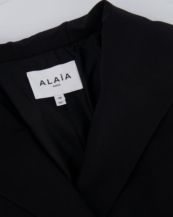 Alaïa Black Belted Double Breasted Coat with Hood Detail Size FR 34 (UK 6) RRP £3,500