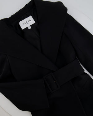 Alaïa Black Belted Double Breasted Coat with Hood Detail Size FR 34 (UK 6) RRP £3,500