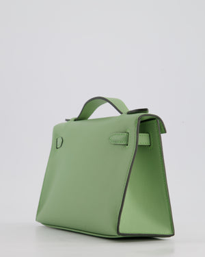 *HOT COLOUR* Hermès Mini Kelly Pochette Bag in Vert Criquet Swift Leather with Gold Hardware