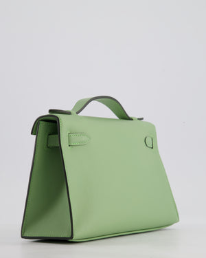 *HOT COLOUR* Hermès Mini Kelly Pochette Bag in Vert Criquet Swift Leather with Gold Hardware