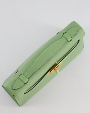 *HOT COLOUR* Hermès Mini Kelly Pochette Bag in Vert Criquet Swift Leather with Gold Hardware