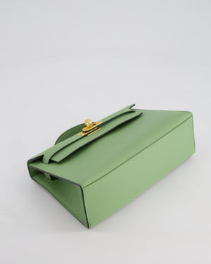 *HOT COLOUR* Hermès Mini Kelly Pochette Bag in Vert Criquet Swift Leather with Gold Hardware
