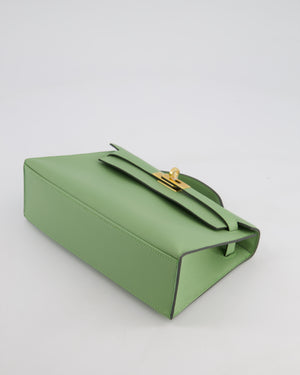*HOT COLOUR* Hermès Mini Kelly Pochette Bag in Vert Criquet Swift Leather with Gold Hardware