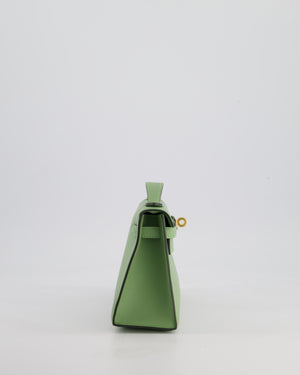 *HOT COLOUR* Hermès Mini Kelly Pochette Bag in Vert Criquet Swift Leather with Gold Hardware