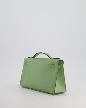 *HOT COLOUR* Hermès Mini Kelly Pochette Bag in Vert Criquet Swift Leather with Gold Hardware