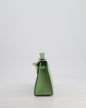 *HOT COLOUR* Hermès Mini Kelly Pochette Bag in Vert Criquet Swift Leather with Gold Hardware