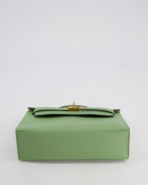 *HOT COLOUR* Hermès Mini Kelly Pochette Bag in Vert Criquet Swift Leather with Gold Hardware