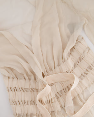 Tom Ford Beige Long Sleeve Silk Cardigan with Ruched Waist Detail Size IT 36 (UK 4)