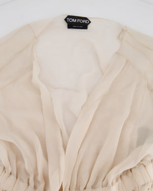Tom Ford Beige Long Sleeve Silk Cardigan with Ruched Waist Detail Size IT 36 (UK 4)