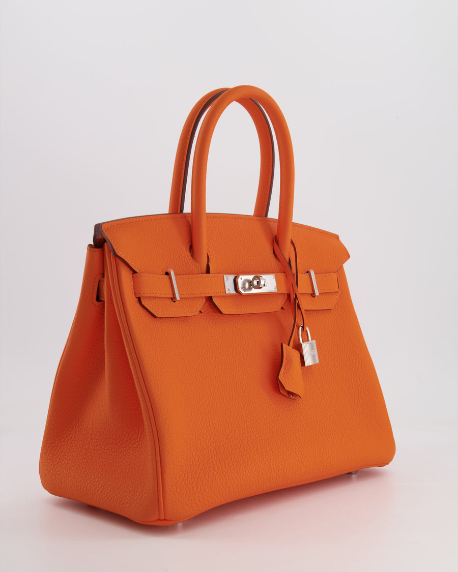Hermès Birkin 30 Retourne Bag in Orange Minium Togo Leather with Palladium Hardware
