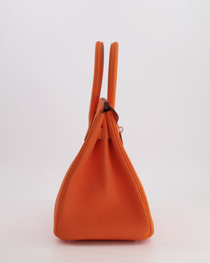 Hermès Birkin 30 Retourne Bag in Orange Minium Togo Leather with Palladium Hardware