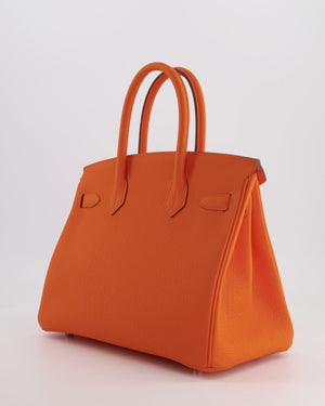Hermès Birkin 30 Retourne Bag in Orange Minium Togo Leather with Palladium Hardware