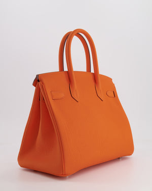 Hermès Birkin 30 Retourne Bag in Orange Minium Togo Leather with Palladium Hardware