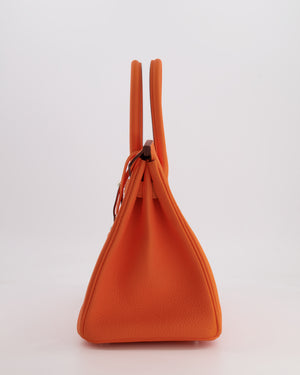 Hermès Birkin 30 Retourne Bag in Orange Minium Togo Leather with Palladium Hardware