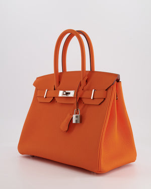 Hermès Birkin 30 Retourne Bag in Orange Minium Togo Leather with Palladium Hardware