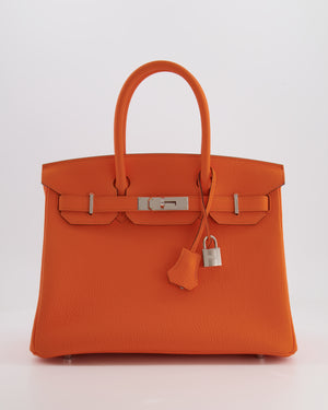 Hermès Birkin 30 Retourne Bag in Orange Minium Togo Leather with Palladium Hardware