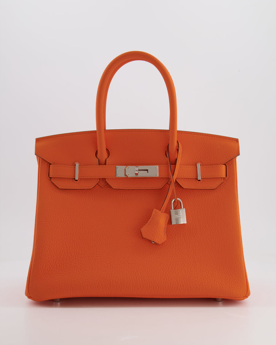 Hermès Birkin 30 Retourne Bag in Orange Minium Togo Leather with Palladium Hardware