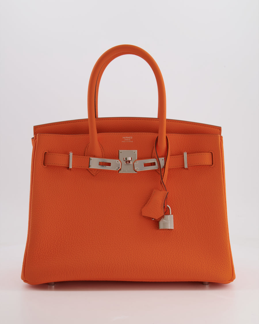 Hermès Birkin 30 Retourne Bag in Orange Minium Togo Leather with Palladium Hardware