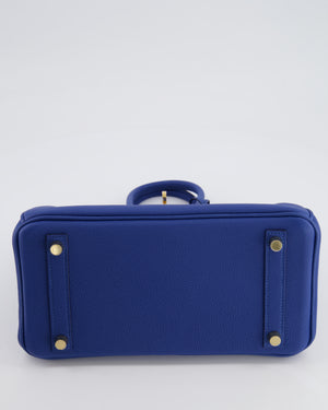 *FIRE PRICE* Hermès Birkin 25 Retourne Bag in Bleu France Togo Leather with Gold Hardware
