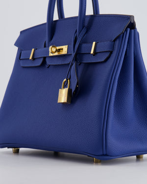 *FIRE PRICE* Hermès Birkin 25 Retourne Bag in Bleu France Togo Leather with Gold Hardware