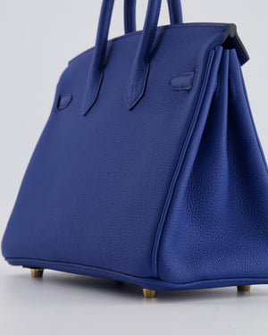 *FIRE PRICE* Hermès Birkin 25 Retourne Bag in Bleu France Togo Leather with Gold Hardware