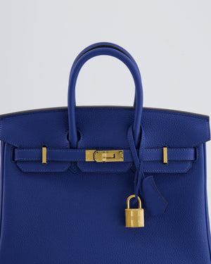 *FIRE PRICE* Hermès Birkin 25 Retourne Bag in Bleu France Togo Leather with Gold Hardware