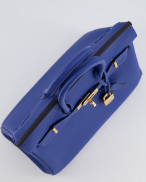 *FIRE PRICE* Hermès Birkin 25 Retourne Bag in Bleu France Togo Leather with Gold Hardware