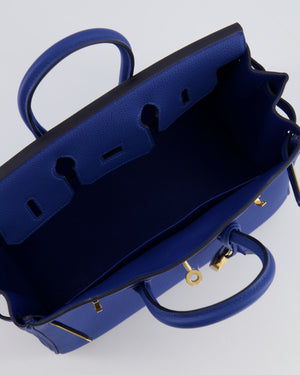 *FIRE PRICE* Hermès Birkin 25 Retourne Bag in Bleu France Togo Leather with Gold Hardware